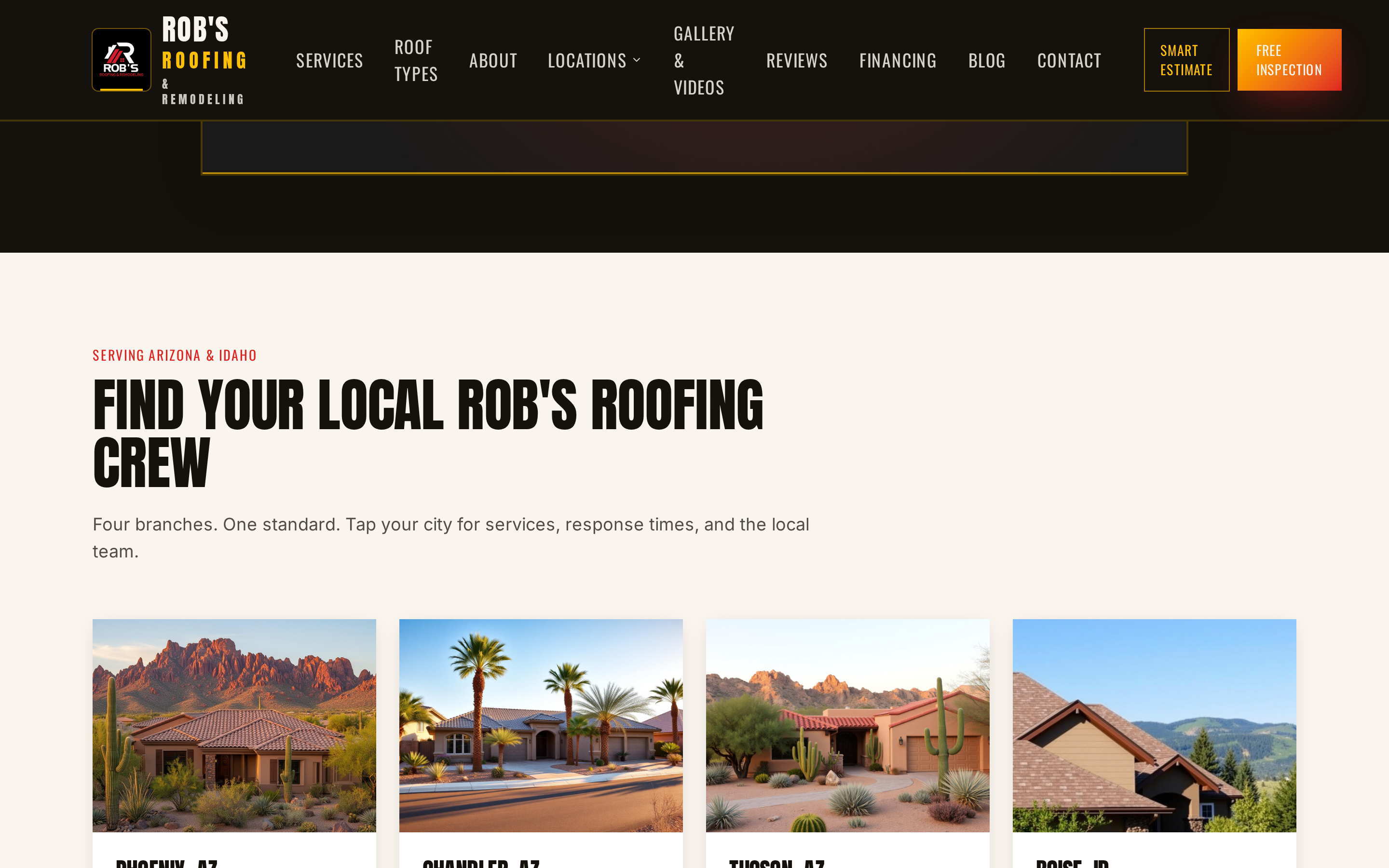 Local service areas, Phoenix, Chandler, Tucson, Boise