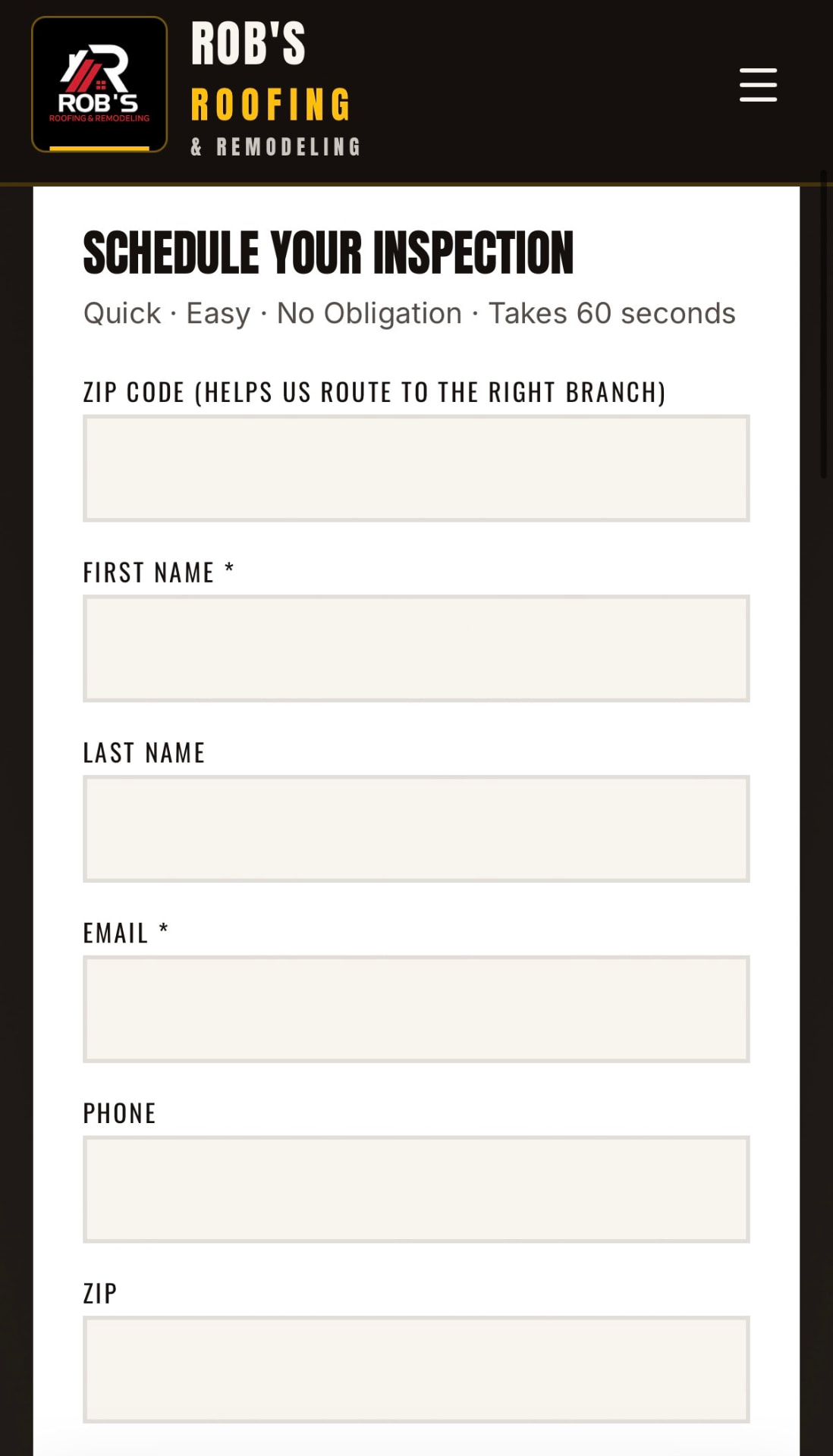Schedule your inspection form on mobile