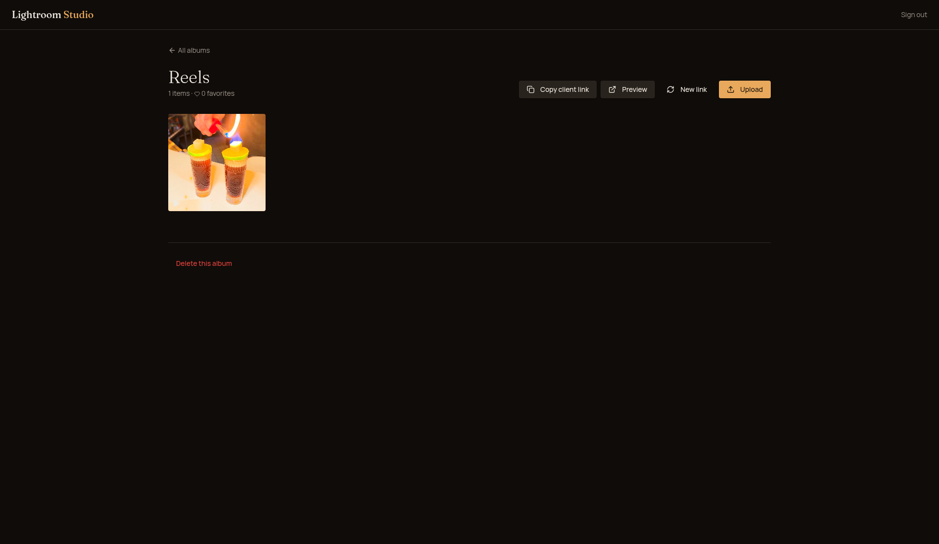 Reels album with a video thumbnail.
