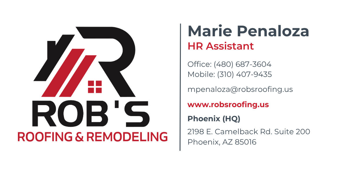 Business card, Marie Penaloza, HR Assistant