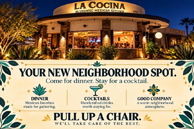La Cocina Hey, neighbor card, back